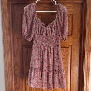 Trixxi Pink Floral Puff Sleeve Dress